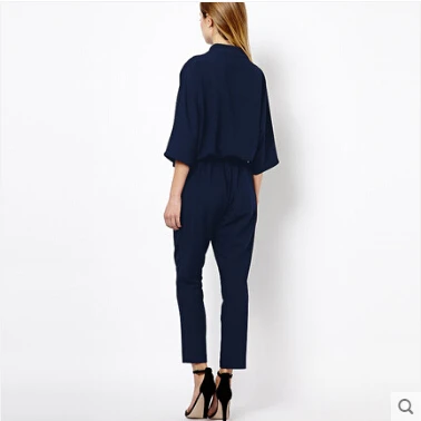 Женский шифоновый комбинезон с v-образным вырезом летний комбидресс длинным