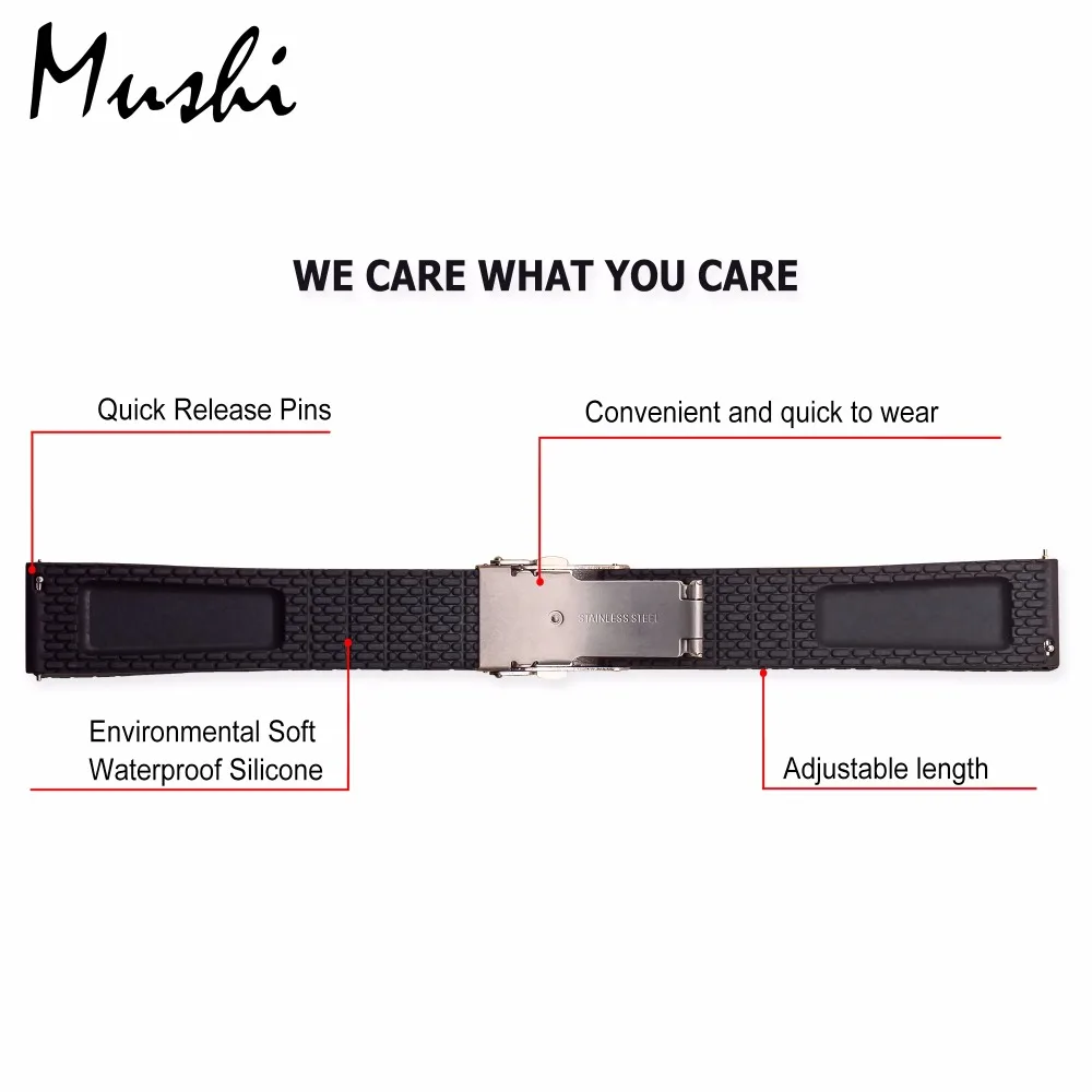 Ремешок силиконовый для наручных часов 18/20/22/24 мм|24mm watch strap|watch straprubber strap |