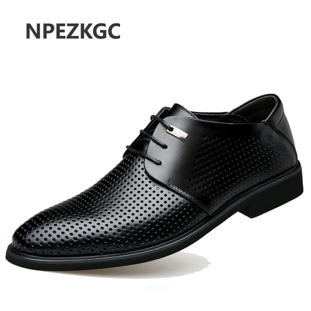

NPEZKGC 2020 New high quality italian black formal shoes men loafers wedding dress shoes men patent leather oxford shoes