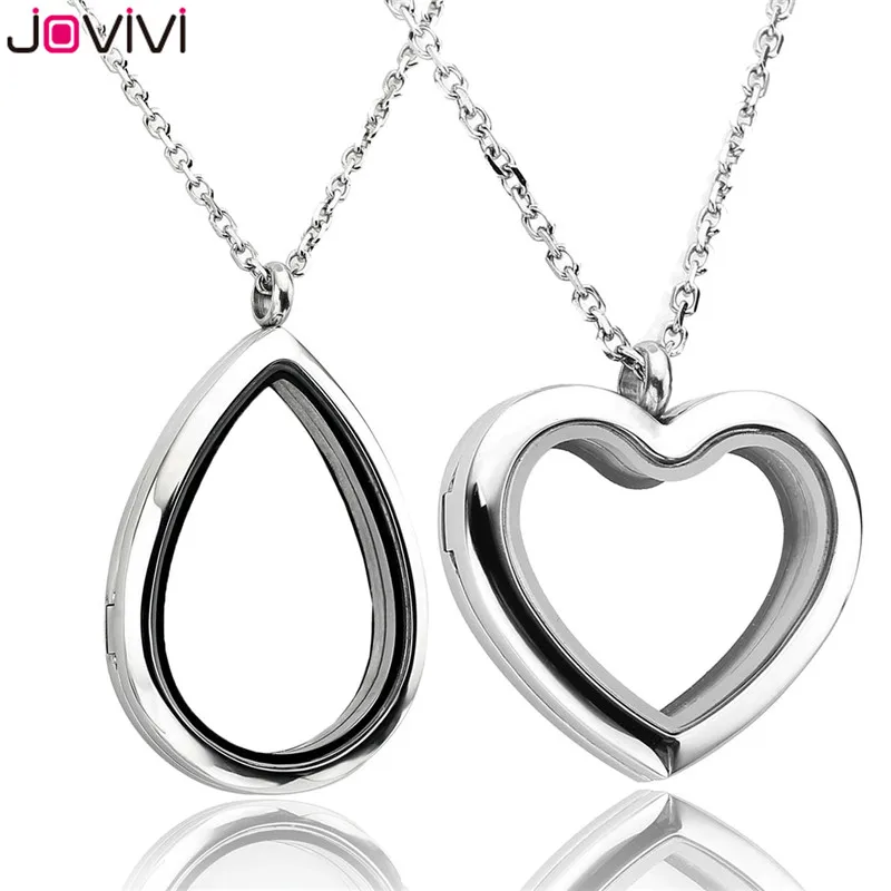 Jovivi 1 шт. КАПЛЕВИДНАЯ Подвеска/подвеска с парящим сердцем медальон с памятью ожерелье ювелирные изделия-316 Хирургическая Магнитная застежка из нержавеющей стали