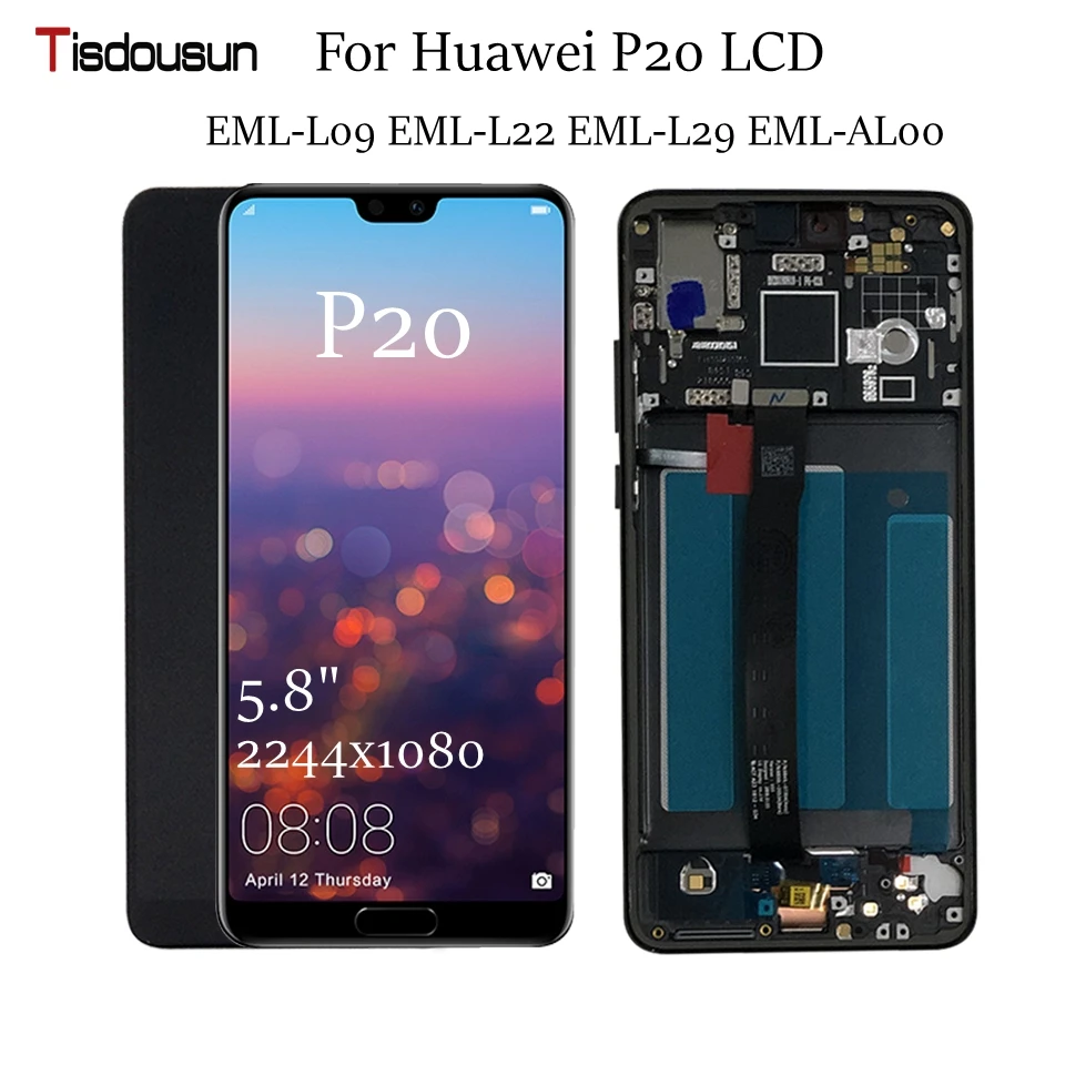 Для Huawei P20 LCD кодирующий преобразователь сенсорного экрана в сборе с рамкой для EML