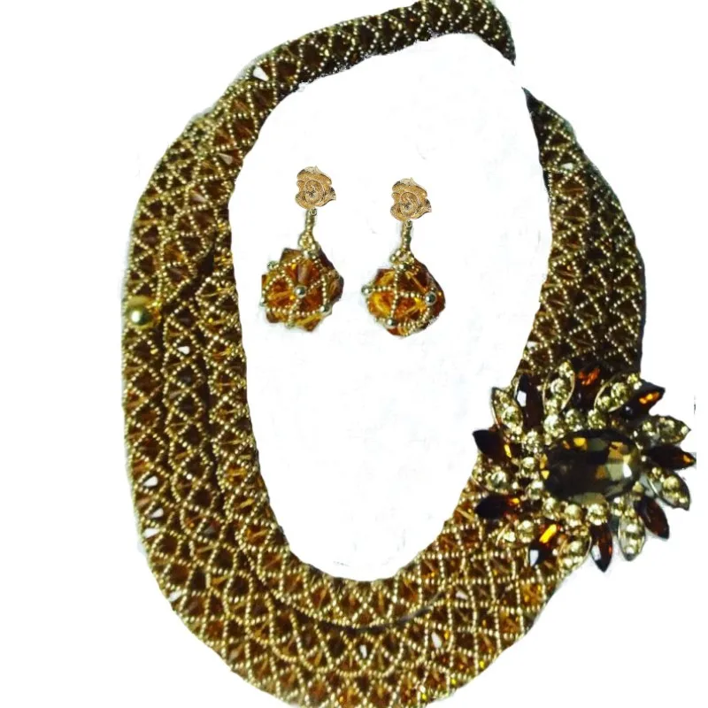 

4UJewelry Nigerian Jewelry Set For Women 3 Layers Dubai Necklace SetTraditional Wedding Set Free Ship