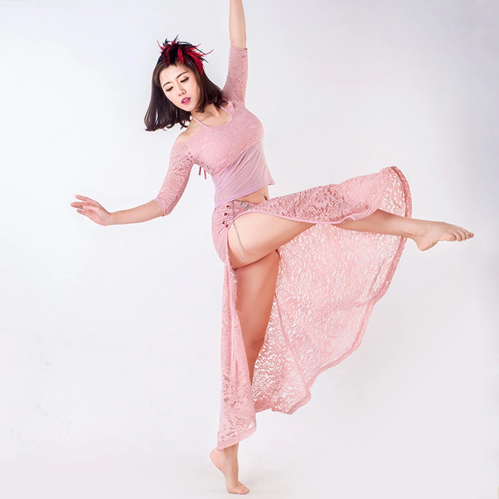 

Belly Dance Practice Clothes Suit New Female Adult Sexy Lace Belly Dance Suit Autumn/Winter Practice/Performance Clothing 2pcs