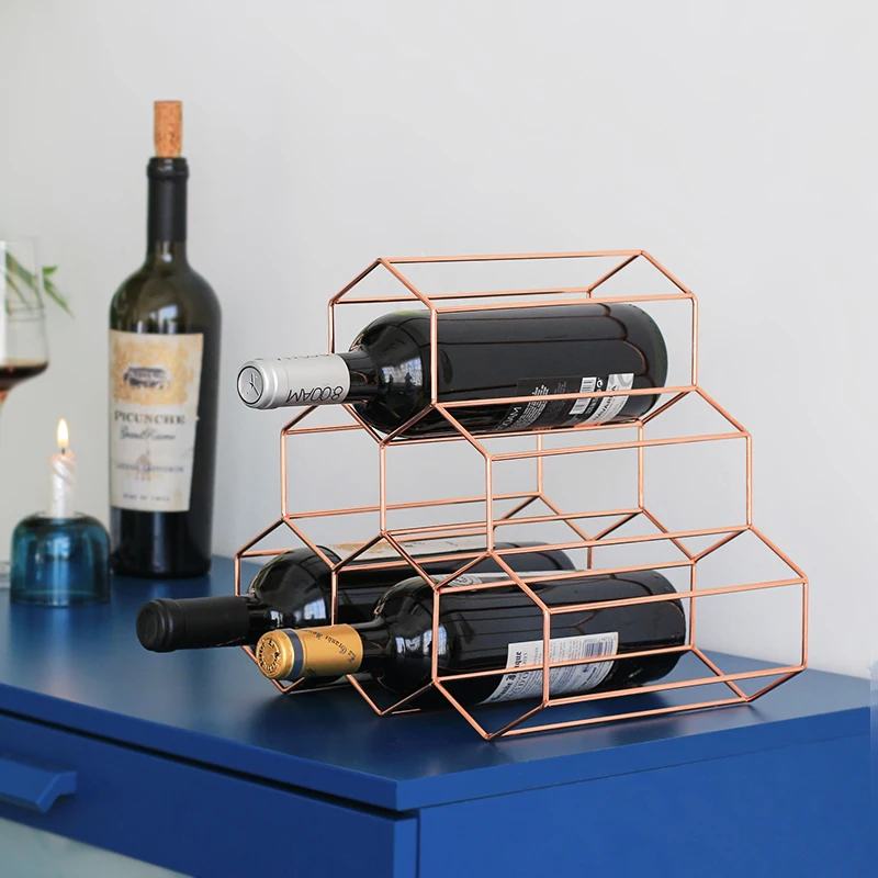 Креативный стиль Gold Honeycomb стеллаж для Вина Полка Multi-function rack Home ресторан винный кулер украшения