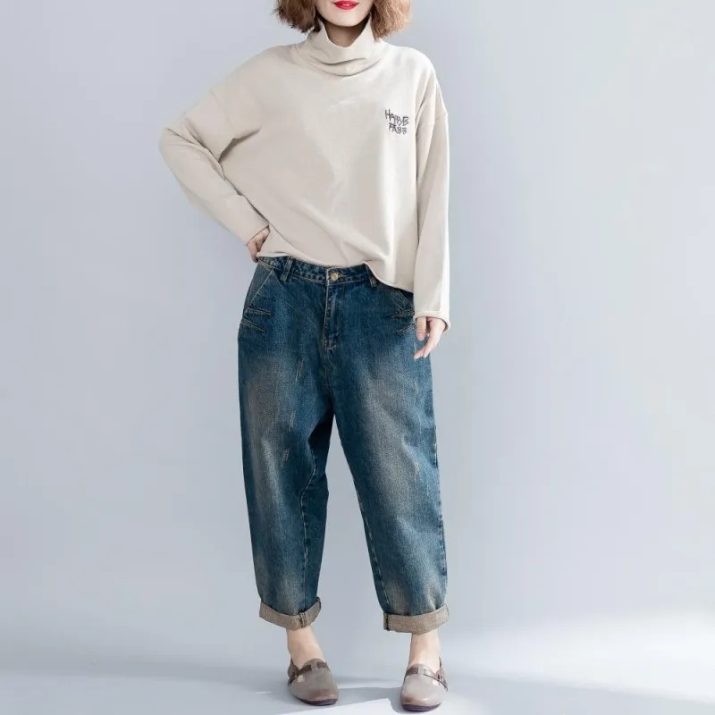 Женские мешковатые джинсы винтажные хлопковые Шаровары свободного покроя