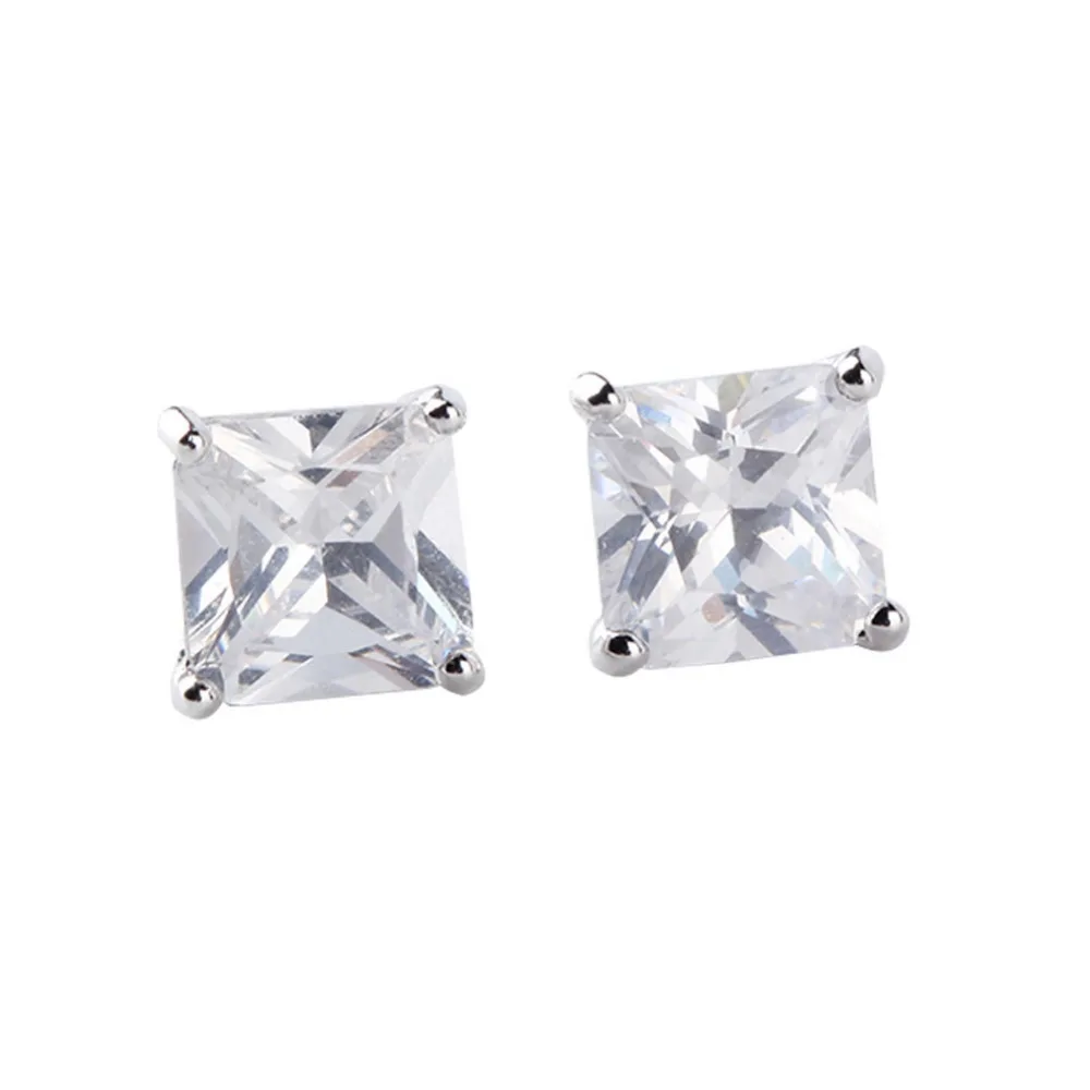 Хит продаж 1 пара цельные квадратные серьги гвоздики с кристаллами и стразами