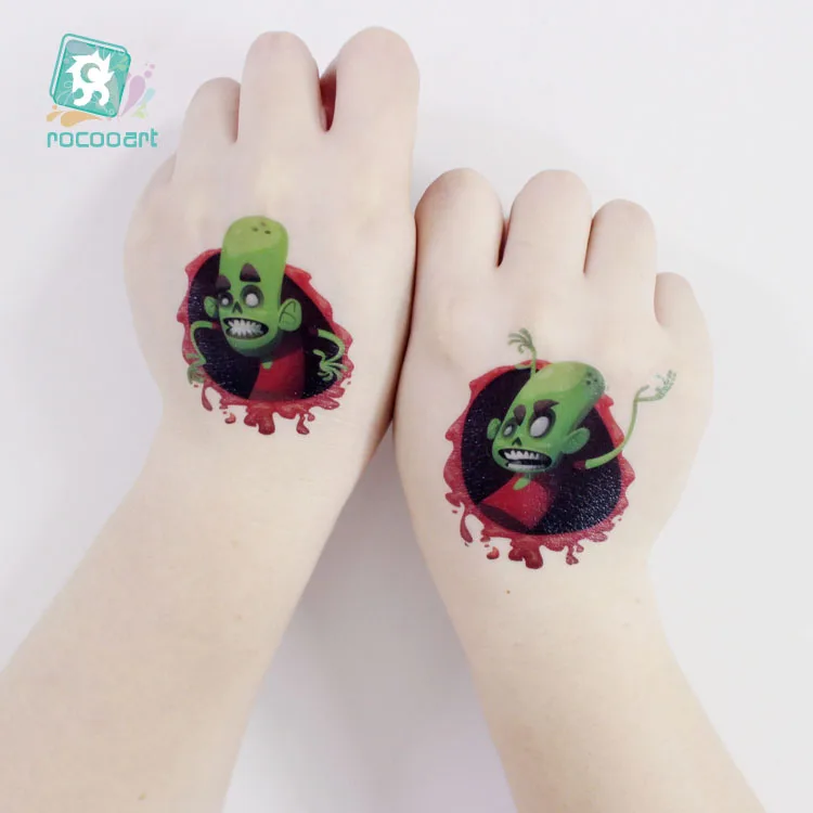 

Rocooart Halloween Makeup Tattoo Cosplay Party Sticker Clown Tatouage Zombie Tatuajes Waterproof Fake Tattoo Witches Body Taty