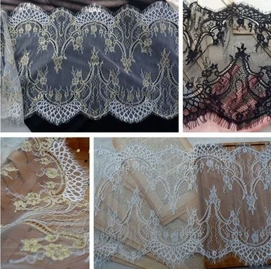 

Black/white Gold Wire bilateral Mesh Eyelash Lace Fabric Clothes Skirt Wedding Veil Stitching Household Accessories
