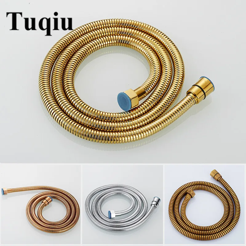 

Flexible Hose Gold Chrome Brass and SUS 304 Material Bahtroom Handheld shower head hose Double Locked Non toxic and Tasteless