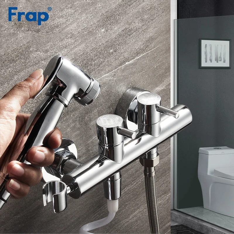 

Frap Bidets bathroom bidet toilet faucet bidet mixer muslim shower hygienic shower 2 holes portable sprayer hot and cold water