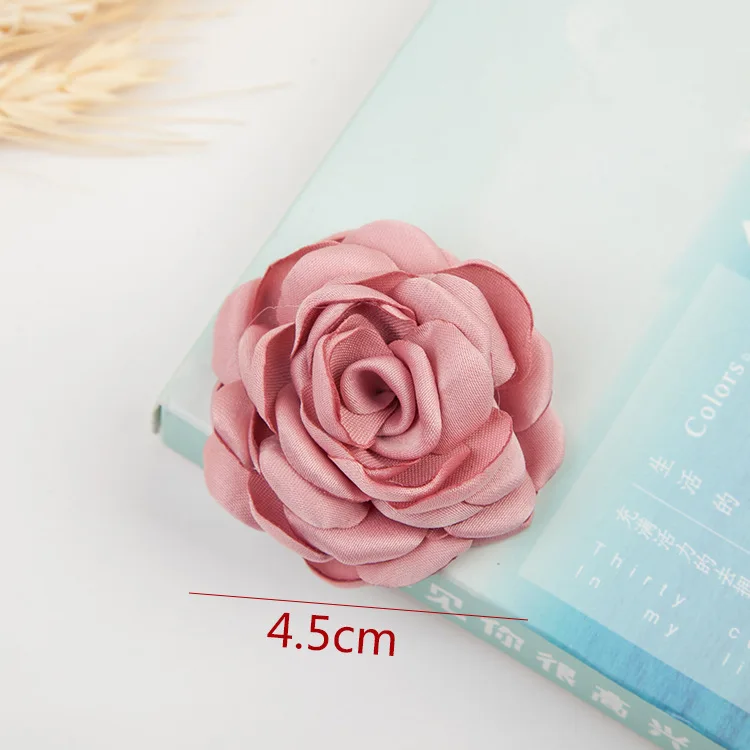 

4,5 см тканевая Роза для волос, Цветочный центр для девочек, аксессуары для волос, ручная работа, «сделай сам»