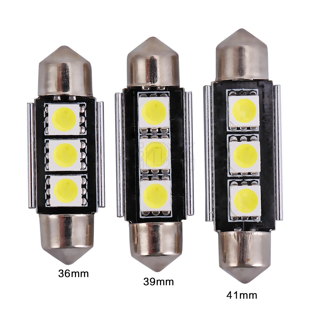 2 шт. гирлянда 36 мм 39 41 3SMD 5050 светодиодный купол festoon CANBUS безошибочный автомобиль 3