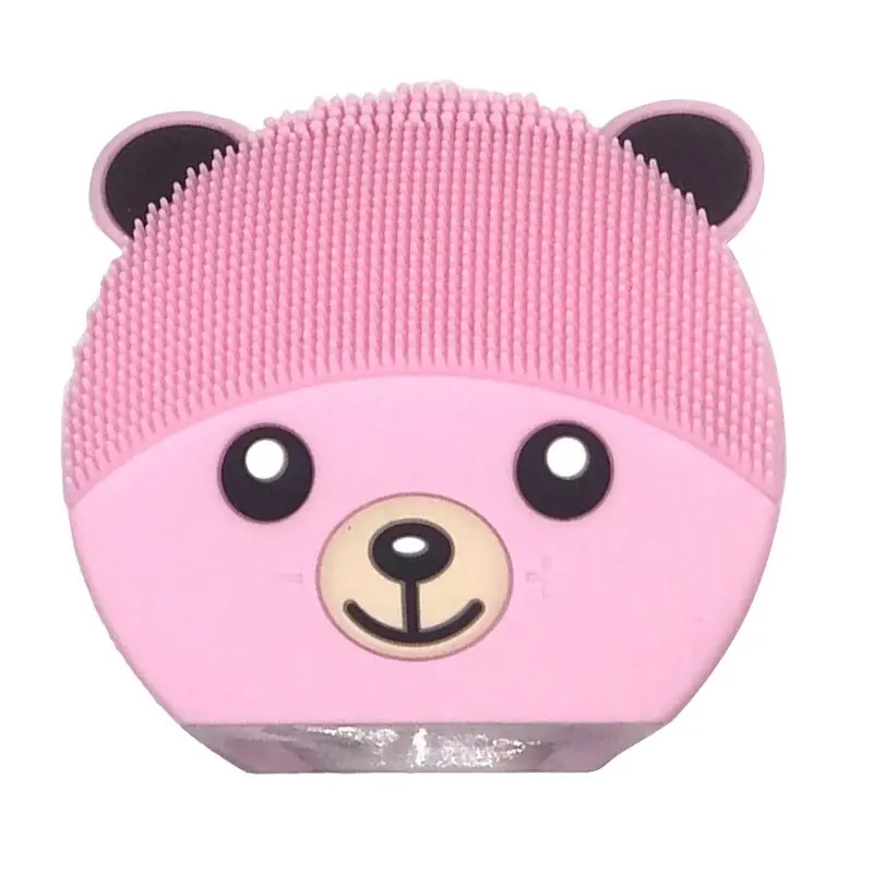Розовый Мини медведь электрическая щетка для очищения лица USB Перезаряжаемый силиконовый очиститель для лица Глубокая очистка пор водостойкий Вибрационный - Цвет: Розовый