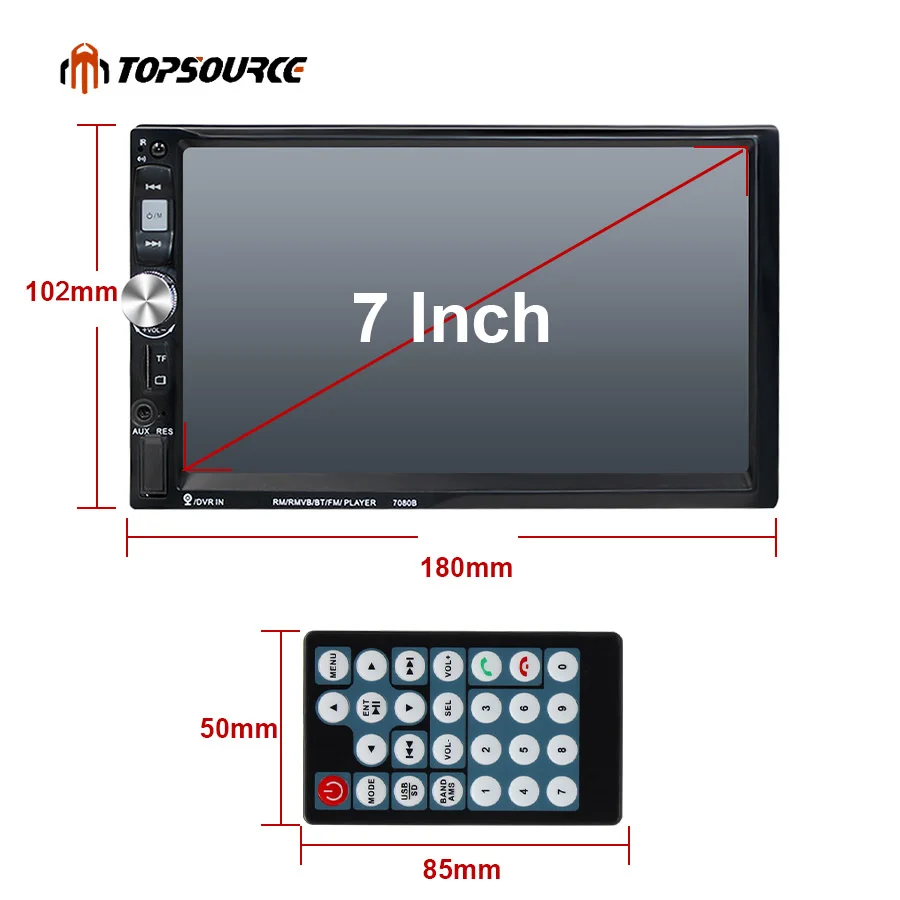 Универсальный автомобильный DVD видео мультимедийный плеер TOPSOURCE 7020G 1080P 7 ''HD 2 Din