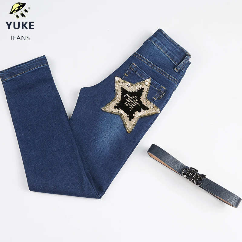 YUKE/новые джинсы для девочек Детские узкие пикантные эластичные колготки детские