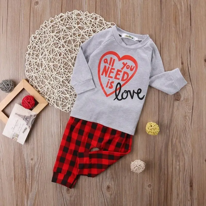 Fashion Pants Baby Boy Kids Clothes T-shirt+plaid Trousers 2pcs Outfits Set 1-6Y Clothing | Детская одежда и обувь