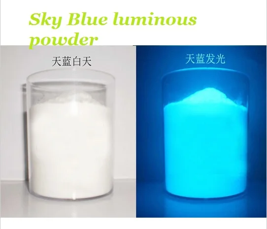 Бесплатная доставка белый светящийся Небесно Голубой порошок фосфорный пигмент