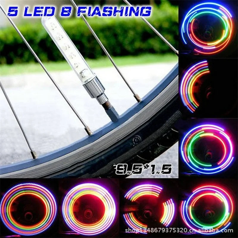 

2pcs/set Bicycle Wheel Tire Valve Light Spoke Sense Lamp Bike 5 LED Colorful Light Lamp Neon Valve Firefly Bicycle Accessories