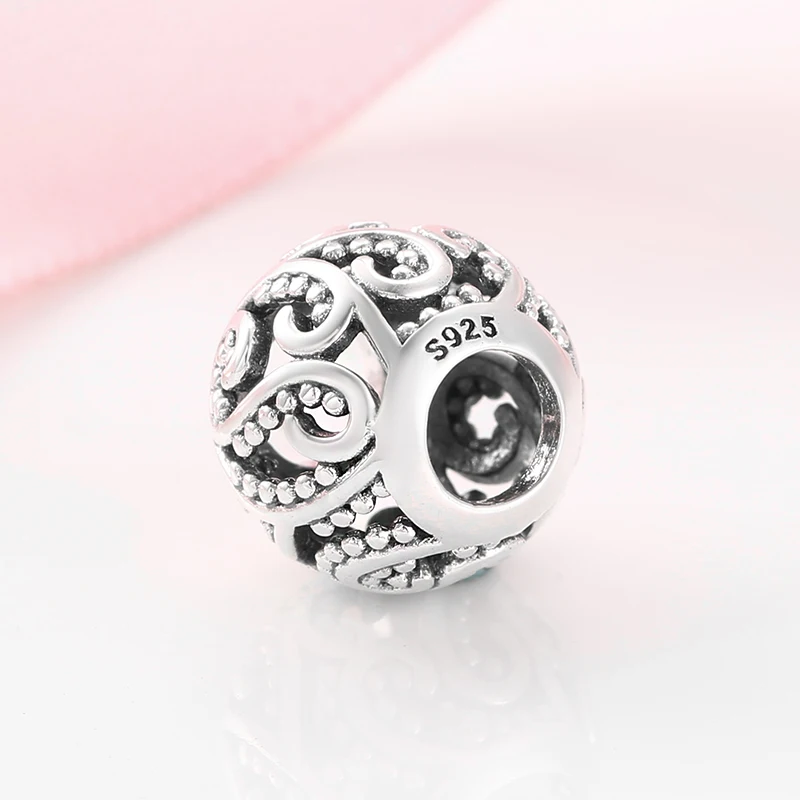 Новые 925 пробы серебряные круглые загадочные Очаровательные Полые бусины подходят к оригиналу Pandora Браслеты с подвесками DIY ювелирные изделия