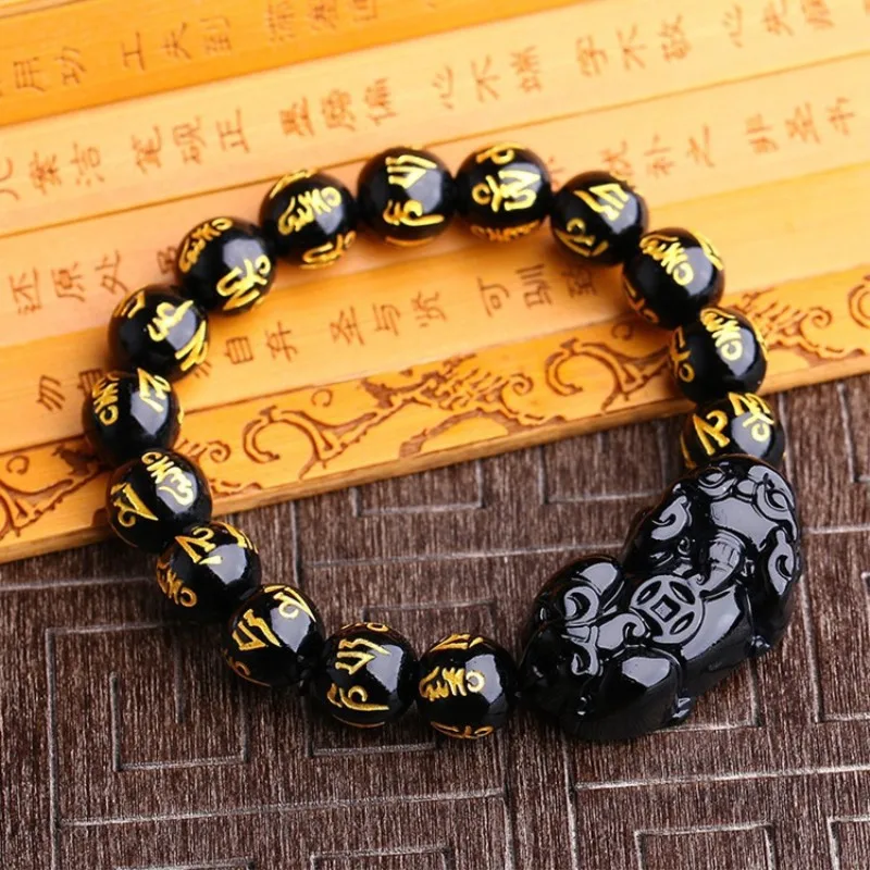 Натуральный новый модный бутик обсидиановый каменный браслет счастливые
