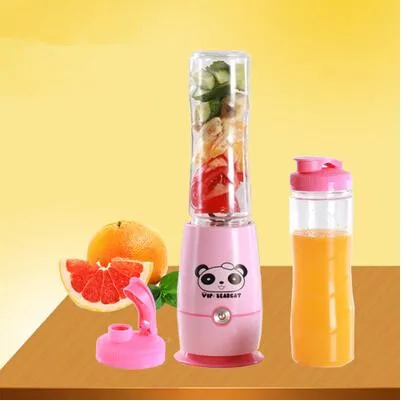 pink double cup Новинка Panda мини 600 мл портативная Автоматическая электрическая соковыжималка для фруктов многофункциональная здоровая соковыжималка-Бутылка Чашка-миксер блендер - Цвет: pink double cup