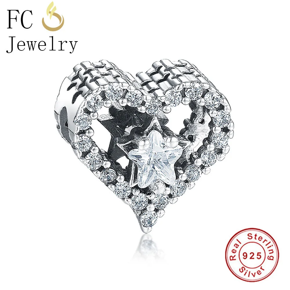 FC0609 FC ювелирные изделия подходят к оригиналу Pandora талисманы браслет 925 серебро весенний цветок сердце розовые цирконы камень Бусины Сделай Сам изготовление Berloque - Цвет: FC0609