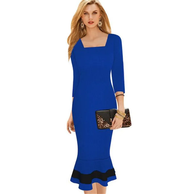 Женщин элегантный V задней площадь шеи русалка носить на работу офис ну вечеринку