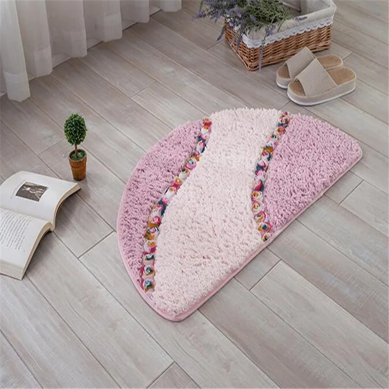 Бесплатная доставка половинный круг хлопок мягкий розовый ковер мягкие коврики