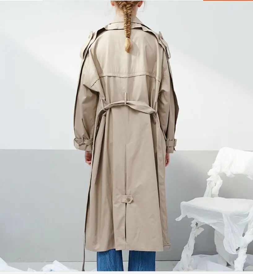 2018 Spring autumn long Sleeve Cotton Women Loose Windbreaker Casual Wild Fashion double Breasted Trench Coat | Женская одежда