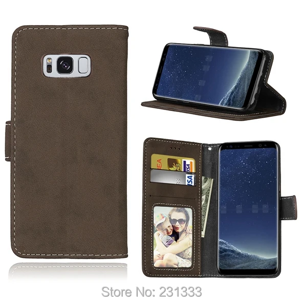 Матовый кожаный чехол кошелек в стиле ретро для Samsung Galaxy S8 PLUS J9 J3 J5 J7 A3 A5 A7 2017 C9 PRO