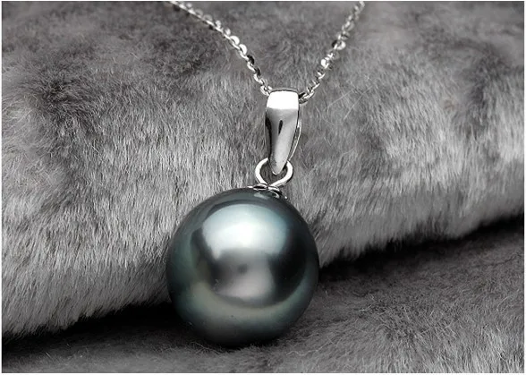 Колье с подвеской из стерлингового серебра 925 пробы черный жемчуг|black pearl|drop