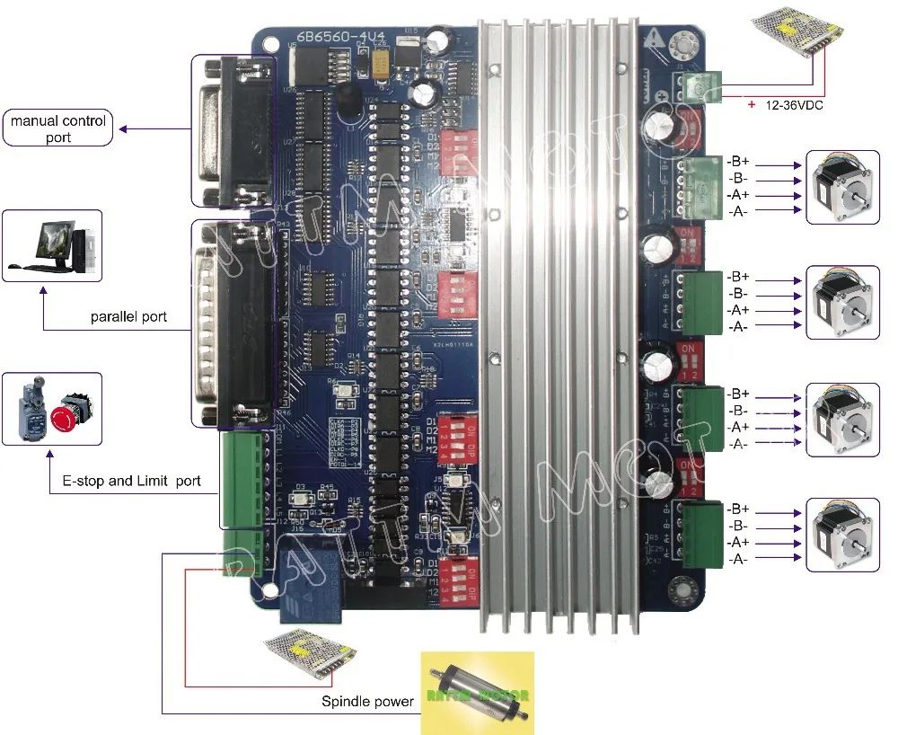 3 оси/4 оси TB6560 плата контроллера ЧПУ Драйвер шагового двигателя Тип H|4 axis cnc