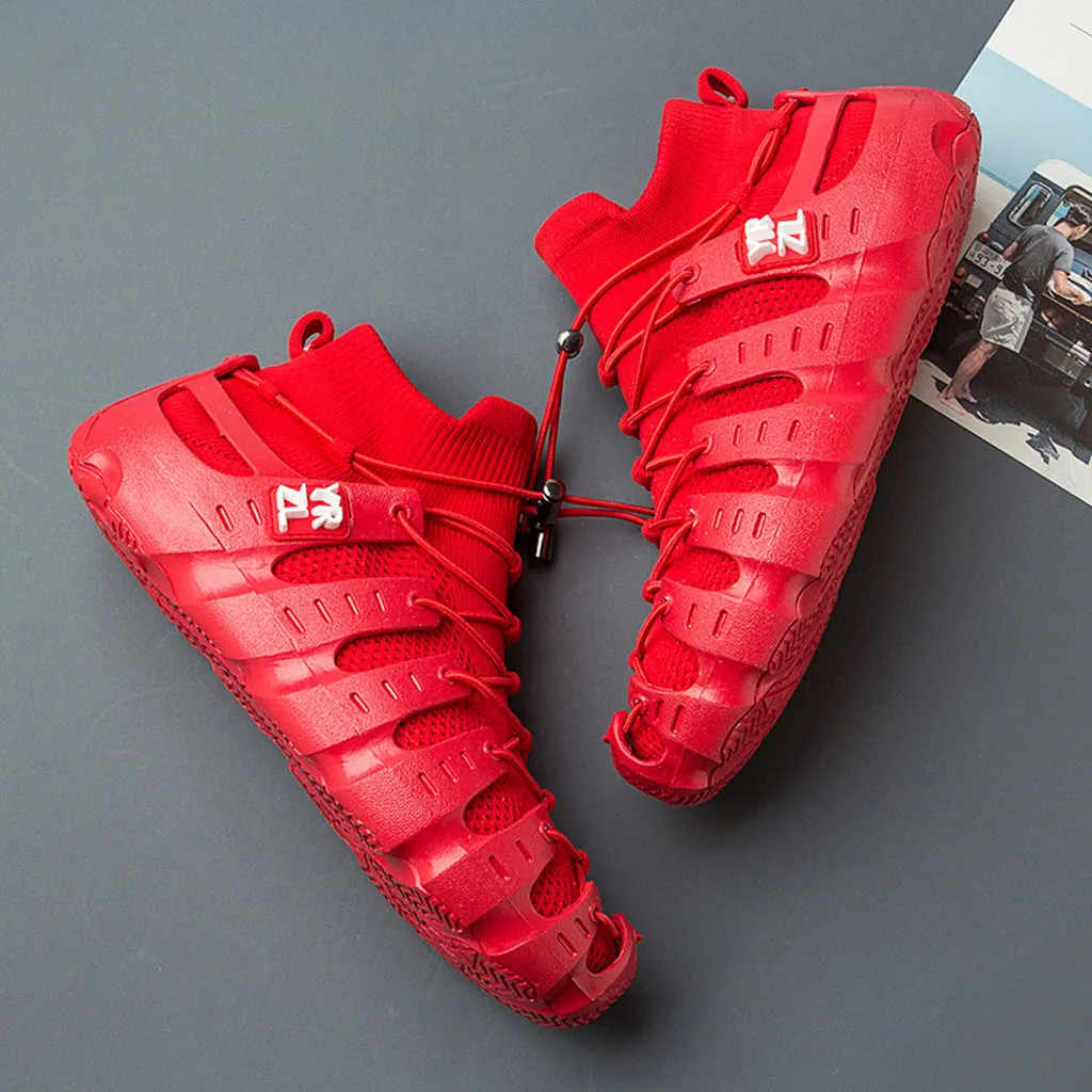 Женские кроссовки в стиле Харадзюку однотонные сетчатые носки на плоской