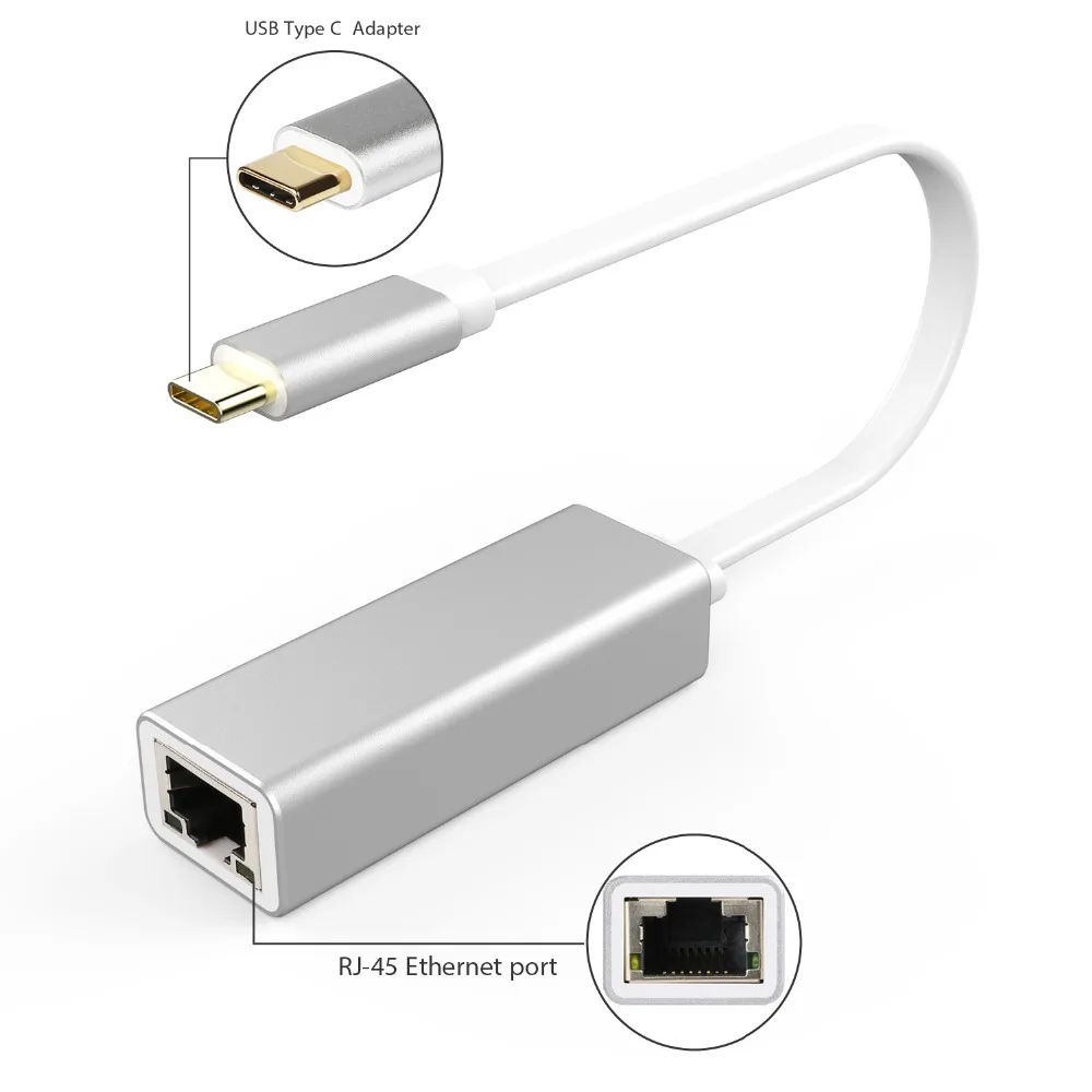 JZYuan Type C USB 3 0 к RJ45 LAN адаптер Gigabit Ethernet 10/100/1000 Мбит/с Сетевой для MacBook ChromeBook|Сетевые
