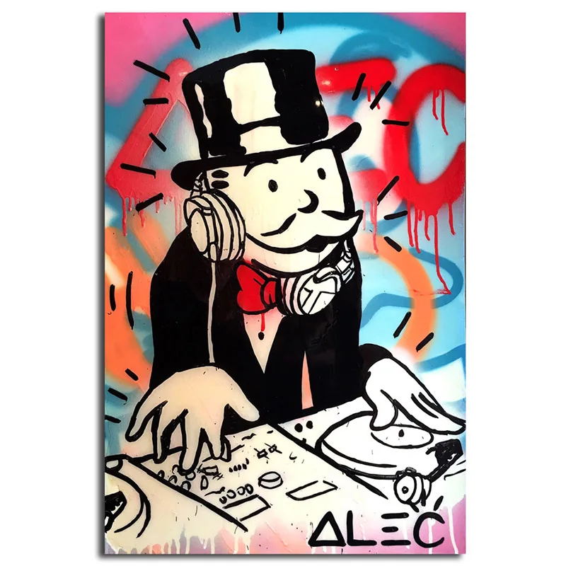 AM002 Алек Monopolyingly Wall Art Холст Картина уличный художник Скрудж макдак знак доллара статуя изображение для Гостиная Home Decor - Цвет: AM002