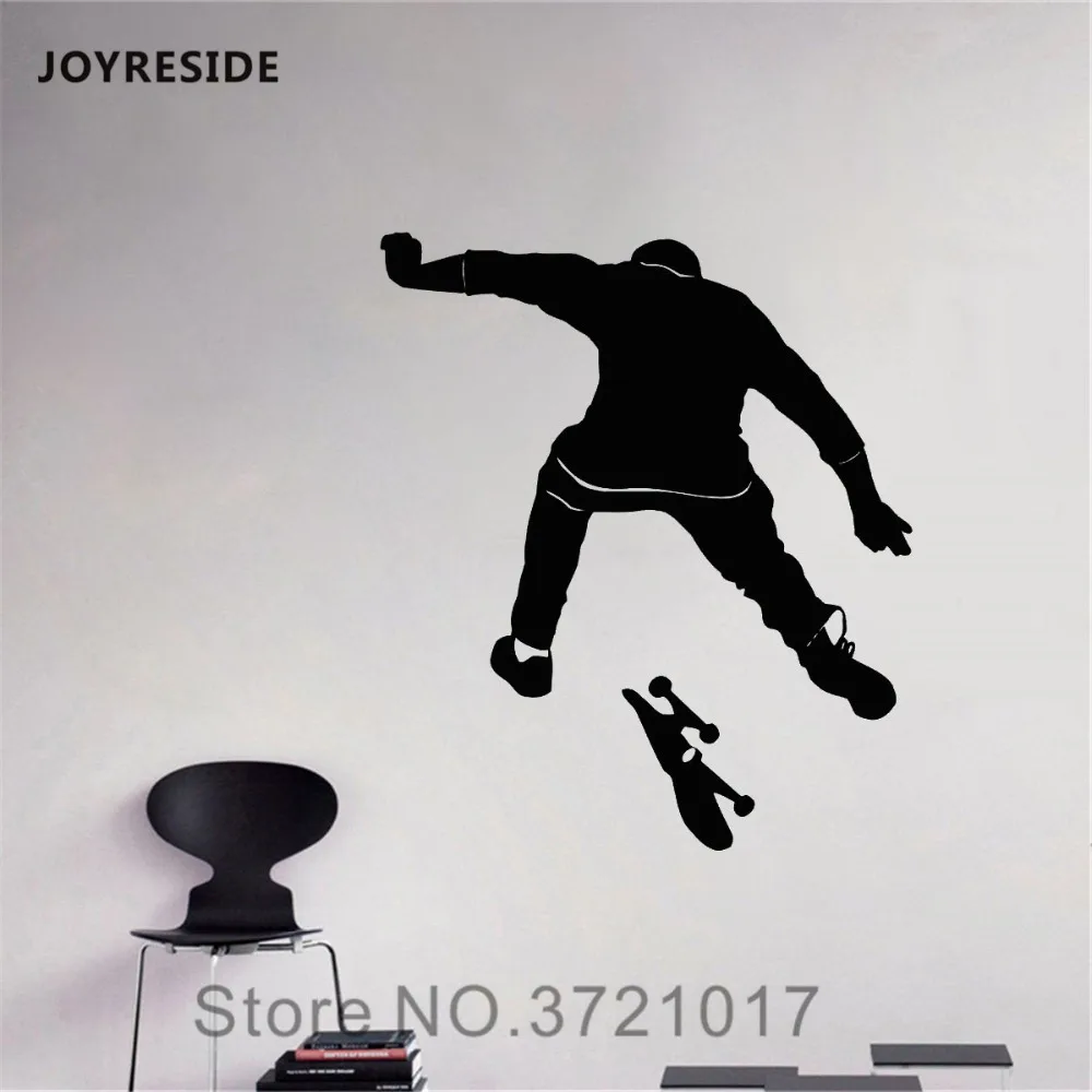 Joysebe скейтбордист настенные спортивные наклейки виниловые для интерьера спальни