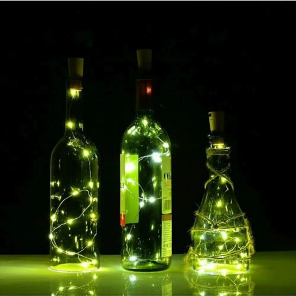 Медный провод шнура светильник с пробкой для оливкового масла бутылкой 2 м 20LED