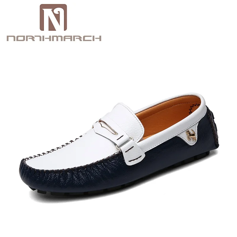 NORTHMARCH/Мужская обувь; коллекция года; роскошные модные мужские лоферы; Кожаные слипоны; мужские ботинки на плоской подошве; mocasin Kasual для мужчин; Chaussure Ete Homme - Цвет: Синий