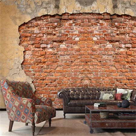 3d обои в стиле ретро 3D стерео росписи Интернет-кафе диван-фон ресторан кирпичная