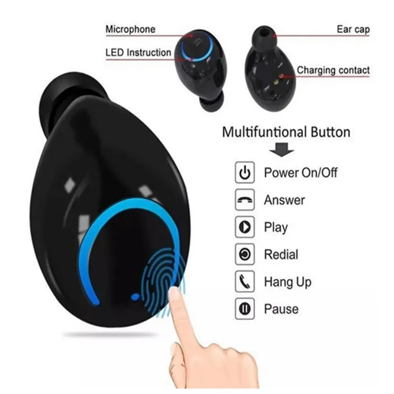 TWS Wireless Earbuds Stereo Bluetooth Earphones Headphone Earphone with Built-in HD Mic and Charging Case | Электроника