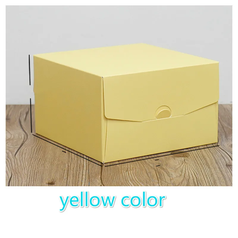 Yellow color Новая цветная коробка для выпечки 6 дюймов 21x21x15 см 8 дюймов 26x26x15 см 10 дюймов 12 дюймов рельефная Подарочная коробка для торта на день рождения - Цвет: Yellow color