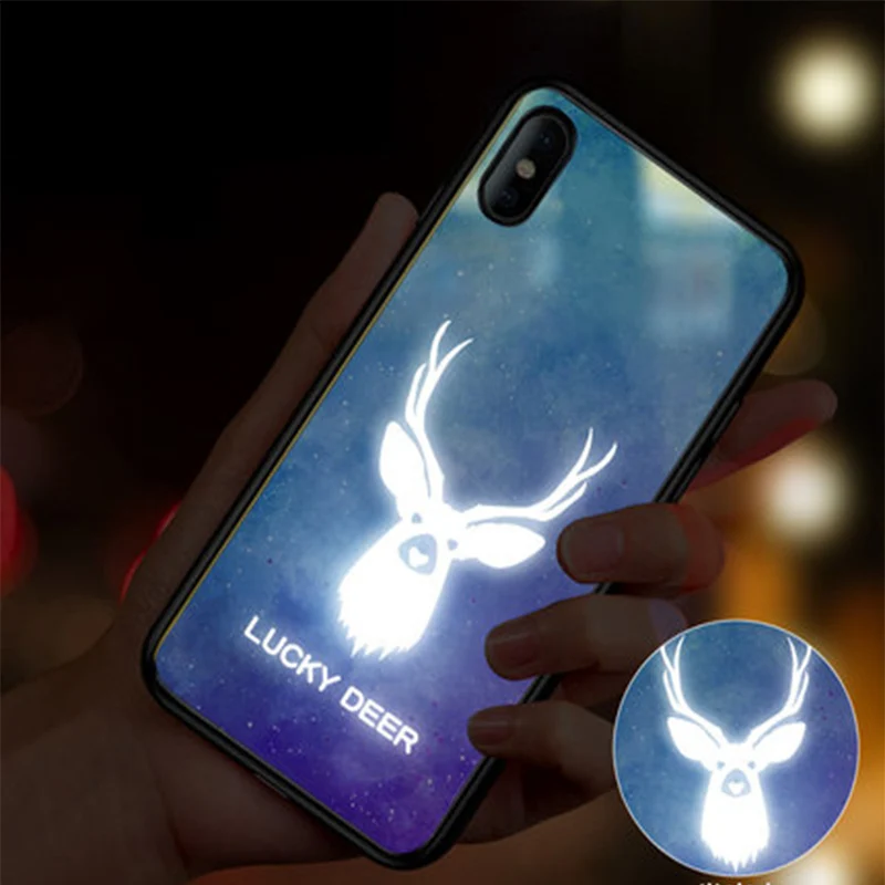 6 EKIND чехол из закаленного стекла для телефона для iPhone X XS XSMAX со светодиодным логотипом, роскошный стеклянный чехол для iPhone, защитный чехол для телефона - Цвет: 6