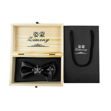 Crown Wooden box Модный свадебный классический черный галстук-бабочка креативный металлический декор в виде короны мужской галстук-бабочка костюм галстук-бабочка мужские костюмы Аксессуары - Цвет: Crown Wooden box
