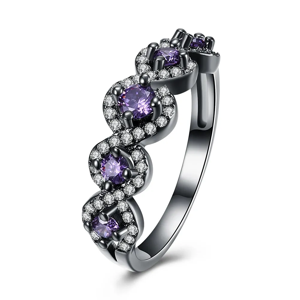 Изысканный Фиолетовый фианит Бесконечность восемь букв Кольцо Дизайн Винтаж