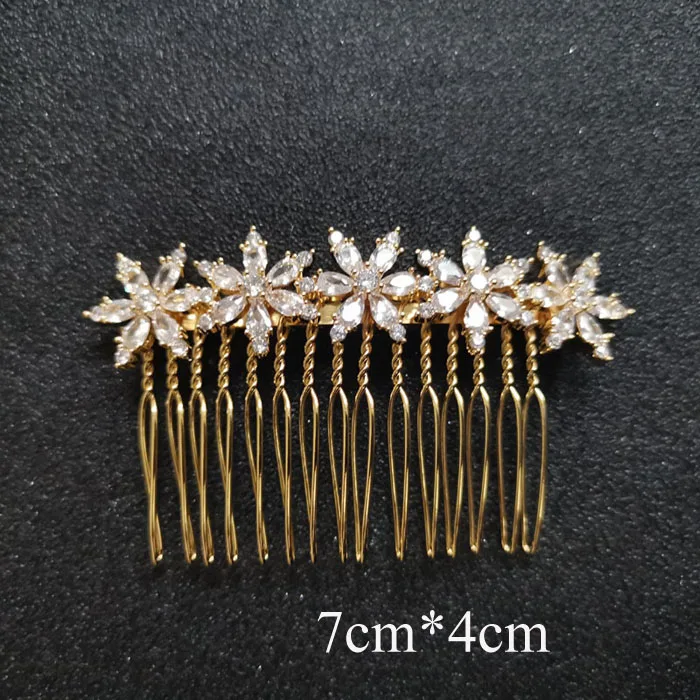 676 Gold SLBRIDAL роскошный модный Шарм Мода зубец Установка кубического циркония свадебные расческа для волос свадебные женские украшения для девочек аксессуары для волос - Окраска металла: 676 Gold