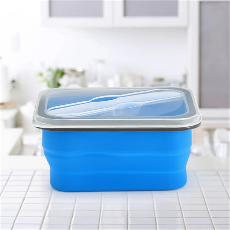 Mrosaa Складная Силиконовая коробка для еды Ланч бокс столовая посуда BPA Free Bento