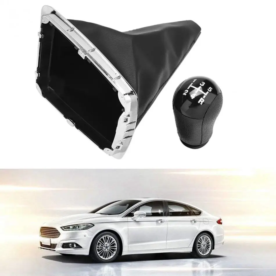 5 Скорость Шестерни Stick ручка переключения+ Гетры Загрузки Крышка для Ford Focus MK2 2004 2005 2006 2007 2008 черный автомобиль Стайлинг авто аксессуары