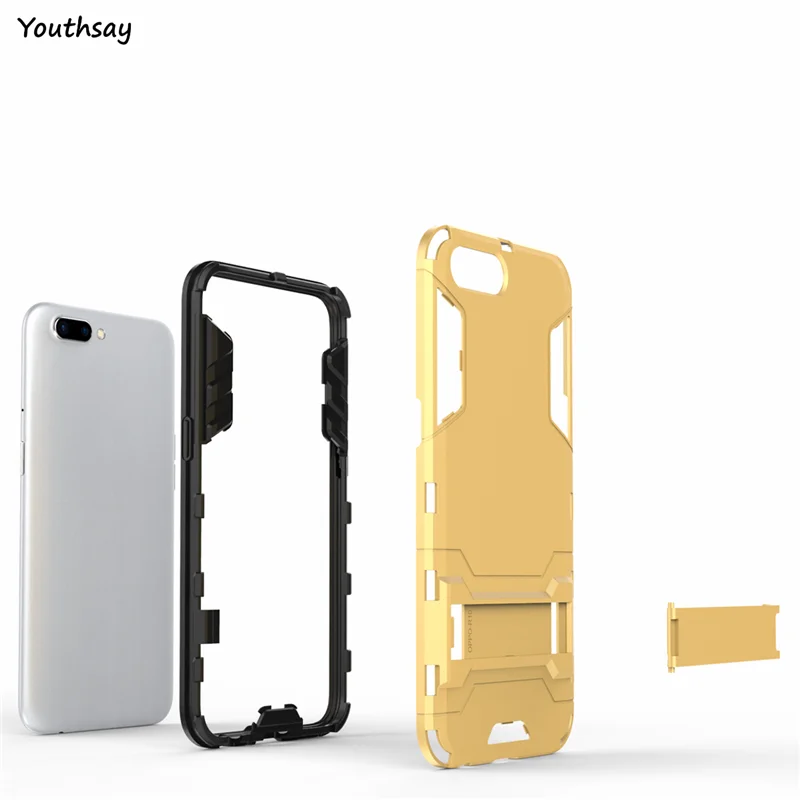 Oppo R10 Case Anti-Knock Robot Phone Stand PE + TPU Cover For Fundas Coque 5.5 inch |
