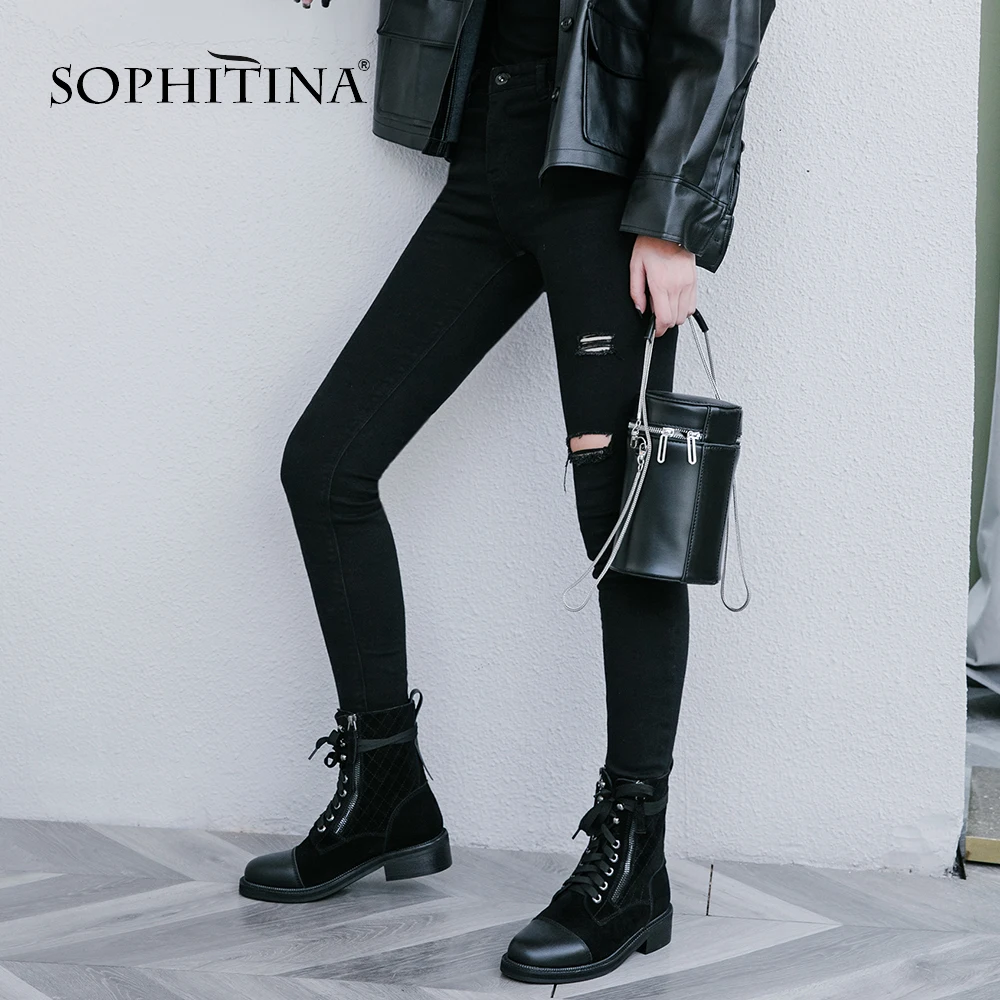 Ботинки женские замшевые с круглым носком на квадратном каблуке|Женские