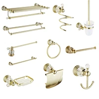 european antique solid brass bathroom hardware sets gold polished bathroom accessories wall mounted crystal bathroom products